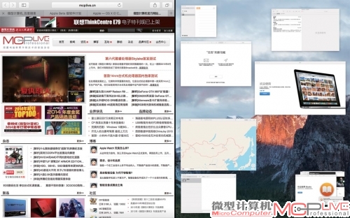 放开按钮，随后就会看到当前这个应用会自动排列到一边，右下角的应用为全屏模式不可用，也就是说不支持Split View的应用，比如FaceTime、iBook等。右侧其余的大窗口应用均支持Split View。